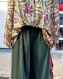 Pantalon Ligné Large sur le Bas
